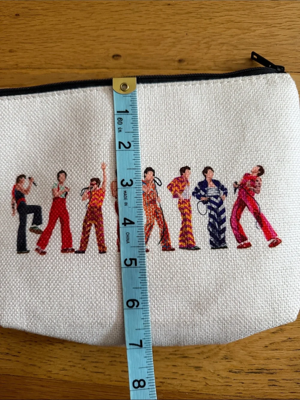 NEW - Canvas Zip Pouch - Harry Style Make Up pouch White with Multicolor Print
